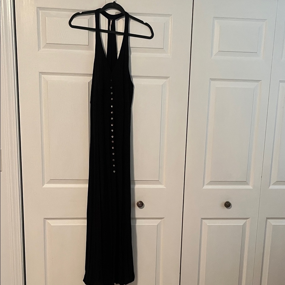 Free People Black Button-Front Maxi Dress